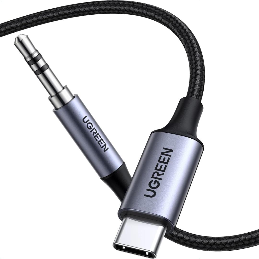 UGREEN USB C to Aux Type C to 3.5mm Audio Adapter Hi-Fi Stereo Cord Headphone Male Car Auxiliary Cable Compatible with iPhone 17 16 15 Pro Max, Galaxy S25 S26 Ultra iPad Pixel 10, Grey, 3.3FT