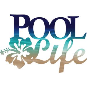 Tandefio Pool Life Metal Wall Art Decor Hibiscus Flower Coastal Metal Wall Art Tropical Outdoor Decor Swimming Pool Sign for Summer Beach Patio Living Room Bathroom Boat Decorations (Blue Gradient)