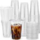 VITEVER [100 Sets - 16oz] Clear Plastic Cups with Lids and Straws, Disposable Iced Coffee Cups for Smoothie, Milkshake, Cold Drinks - BPA free
