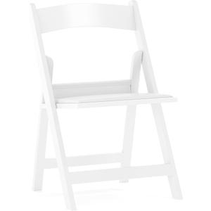 Flash Furniture HERCULES Kids White Resin Folding Chair with White Vinyl Padded Seat (Set of 1)
