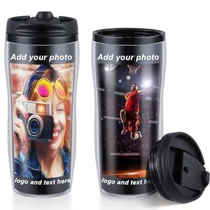 Lallisa 2 Pcs Photo Travel Mug with Picture Customized Tumblers Christmas Personalized Photo Stainless Steel Tumbler Insert Double Wall Mug for Christmas Wedding Xmas Birthday Gift (Stylish,14 oz)