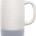 Ello Jane 18oz Ceramic Travel Mug with Handle, Splash-Resistant Slider Lid and Built-in Coaster, Perfect for Coffee and Tea, BPA Free, Dishwasher Safe, Holiday Gift Her Him, Gray