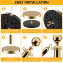 LOVMOR Stainless Steel Stanchion Post, 5 FT Red Carpet Ropes and Poles, 4 pcs Gold Stanchions with Red Rope, Hollow Base and Velvet Ropes Safety Barriers Set, Carpet Runner for Party