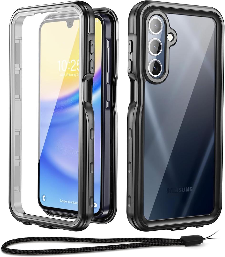 Beasyjoy for Samsung Galaxy A15 5G Case Waterproof, IP68 Underwater with Built-in Screen Protector, Full Body Military Grade Shockproof Dustproof Protective Rugged Cover, Black