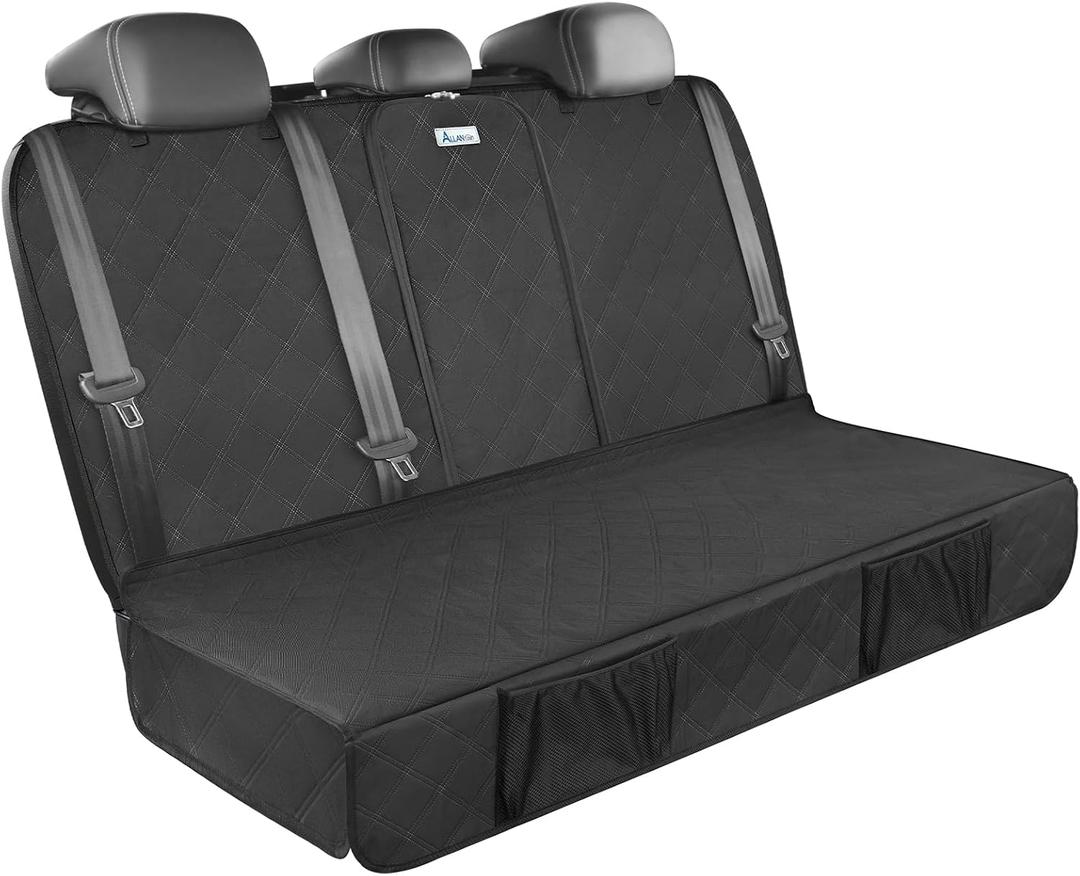 ALLANSING Upgraded 900D Heavy Duty Dog Back Bench Seat Cover, Car Seat Protector, 3 Seatbelts & Armrest Compatible, Waterproof Nonslip Pet Backseat Cover for Dogs & Kids, Fits Large SUVs & Trucks