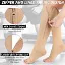 Ailaka Zipper Compression Socks for Women Men, 20-30 mmHg Open Toe Compression Socks Knee High, Ted Hose Compression Stockings for Edema, Varicose Veins