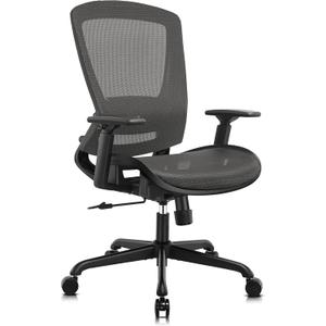 Mesh Office Chair,Ergonomic Computer Desk Chair,Sturdy Task Chair- Adjustable Lumbar Support & Armrests,Tilt Function,Comfort Wide Seat,Swivel Home Office Chair (Grey)