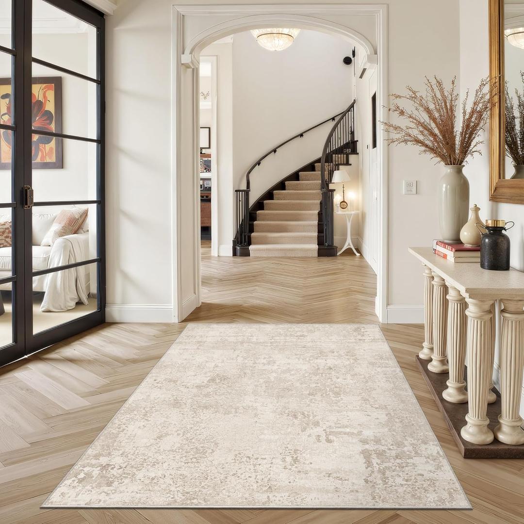 Art&Tuft Non-Slip Runner Rug - 3x5 Runner Rug Washable Low-Pile Rugs Runners, Soft Distressed Carpet Runner for Bedroom Bathroom Kitchen Laundry Living Room, Beige Art&Tuft Non-Slip Runner Rug - 3x5 Runner Rug Washable Low-Pile Rugs Runners, Soft Distressed Carpet Runner for Bedroom Bathroom Kitchen Laundry Living Room, Beige