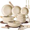 CAROTE 25PCS Ceramic Cookware Set, Pots and Pans set Non Stick, RV Kitchen Cooking Set Removable Handles, Oven Safe, Induction Cookware, Non-toxic Kitchen Cooking Set, PFAS and PFOA Free