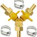 Brass 3 Way Shut Off Valve 1/2" Hose Barb Fitting Y Shaped Ball Valve,Split Design Thread Connect 2 Switch Valve for Water Fuel Air