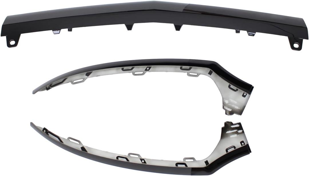 Front Left and Right and Center Lower Bumper Lip Trim Molding Strip Black for Mercedes C300 2015-2021, C350e 2016-2018, C400 2015, C63 AMG 2015-2021, C63 AMG S 2015-2023