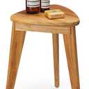 Teak Shower Stool, 17'' Shower Foot Rest for Shaving Legs, Waterproof Teak Shower Seat, Corner Shower Bench, Wooden Step Bench, Organizer Stool, Plant Stand for Living Room Bathroom
