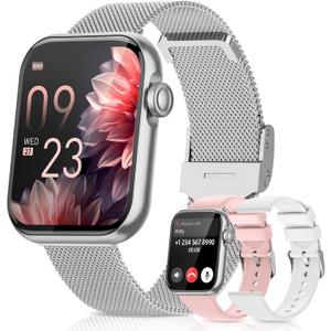 AKUMAKA Smart Watches for Women,Fitness Tracker Smartwatch for Android iPhone,1.85" Womens Watch with Blood Pressure Monitor,Calls and Messages/Heart Rate/Sleep/Female Cycle(3 Watch Bands) AKUMAKA Smart Watches for Women,Fitness Tracker Smartwatch for Android iPhone,1.85" Womens Watch with Blood Pressure Monitor,Calls and Messages/Heart Rate/Sleep/Female Cycle(3 Watch Bands)