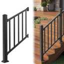 Akenow 36 in. H x 3 ft. W Deck Railing Kit, Black Porch Railing with Post, 1 Post+1 Panel All-in-One Installation, AAMA 2604 Coat Modular Deck Kits for Outdoor Steps Decks, Porches & Balconies Stairs