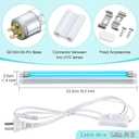 Qualirey 1 Pack UV Lamp Ozone Free, 253.7nm Wavelength UVC Germicidal Lamp 110V with ON/Off Switch Cord, Plug, Connector and Screw Tools for Closet/Cabinet/Bathroom (6w)