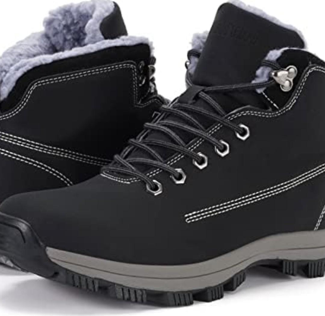WHITIN Men's Waterproof Cold-Weather Snow Boots Black Size 10.5