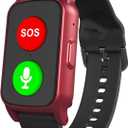 Yihou Fall Detection Smart Watch for Seniors Fall Alert Watch with GPS Track SOS Heart Rate Monitor Long Lasting Battery for Android iOS Red