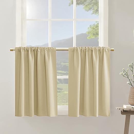 Kitchen Curtains for Windows,Short Thermal Insulated Winter Small Door Curtains for Door Window,31Inch
