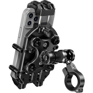 BRCOVAN Anti-Theft Motorcycle Phone Mount Holder with Vibration Dampener & Secure Lock, Adjustable Handlebar Cellphone Clamp for Bike Bicycle Scooter ATV, Fit 5.4-7.2'' Smartphone, Big Phone Friendly