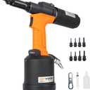 Heavy Duty Pneumatic Hydraulic Rivet Nut Tool, HPS6312 air Riveter Automatic Rivet Nut Gun Tool Setting Kit Come with M5, M6, M8, M10, 10-24, 1/4, 5/16, 3/8 Nose-Piece Assembly