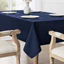 Veblandy Rectangle Tablecloth Waterproof 52x70 inch Linen Textured Table Cloth Stain and Wrinkle Resistant Washable, Decorative Fabric Table Cover for Dining, Party and Camping, Navy Blue
