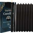 24 Pack Tall Taper candles-10 Inch Black Dripless, Unscented Dinner Candle Sticks, for Shabby, Halloween, Christmas, Wedding, 8 Hours Burn Time.