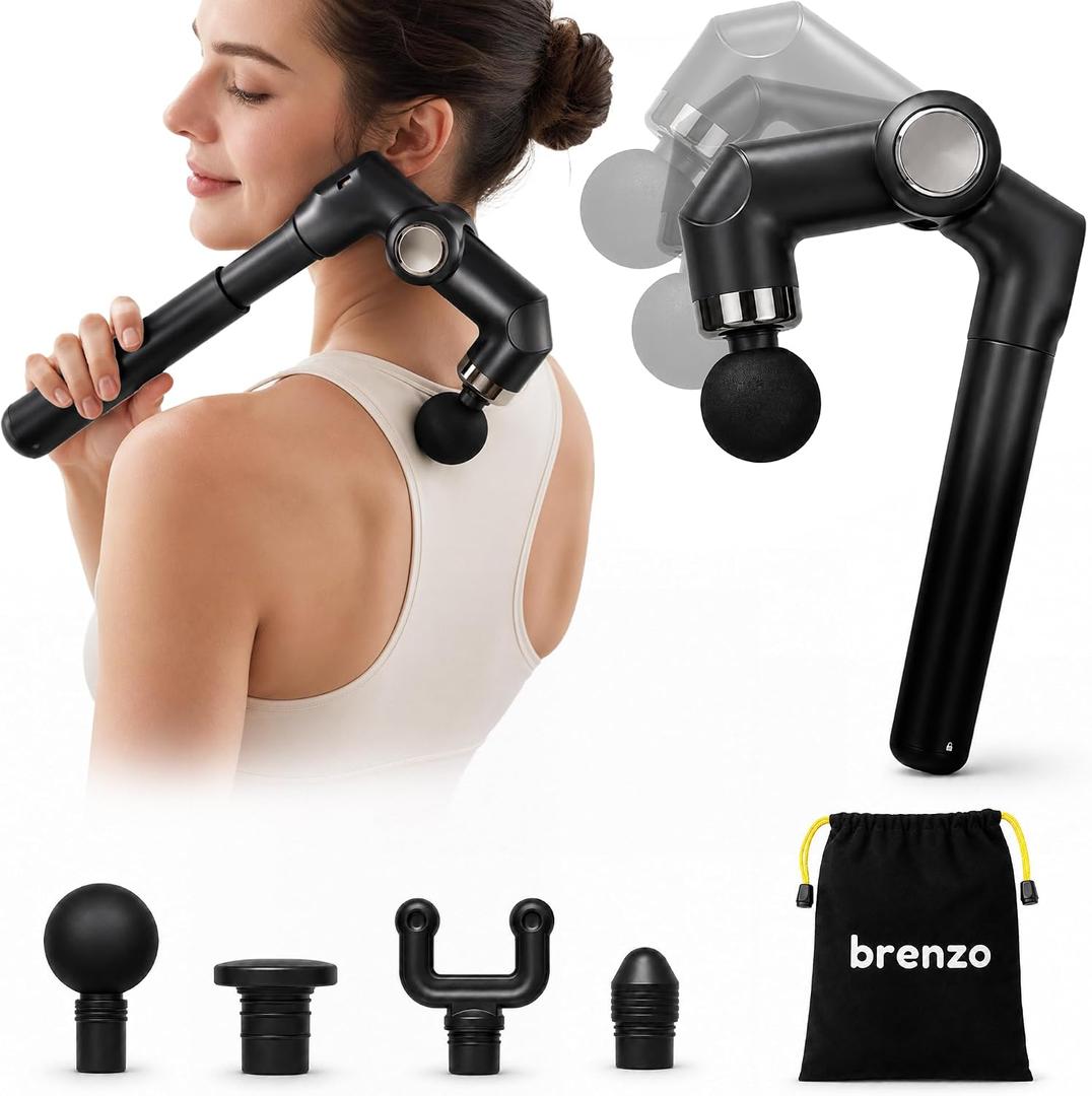 brenzo Massage Gun with Extended Handle, Cordless Full Body Massager