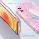 2 x Compatible for iPhone 12 Case, Pretty Butterfly Print Three-Dimensional Wave Clear Case for Girls Women, Soft Full Package Anti-Fall Cover for iPhone 12, Water Blue Butterfly