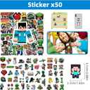 For Pixel Style Birthday Party Supplies, 90pcs Party Favors for , Includes 50 Stickers, 10 Gift Bags, 10 Wristbands, 10 Keychains, 10 Badges