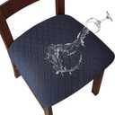 Genina Waterproof Seat Covers for Dining Room Chairs Covers Dining Chair Cover Kitchen Chair Covers (Navy Blue, 6 Pcs)
