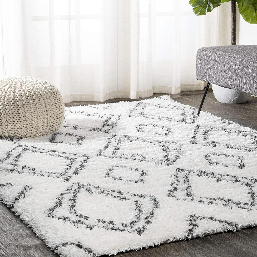 JONATHAN Y Beni Diamond Shag Ivory/Dark Gray Indoor Area Rug, 3x5, Moroccan Style, Bohemian, Transitional, Easy-Cleaning for Living Room, Bedroom, Kitchen, Pet Friendly, Non-Shedding (ALA101A-3)