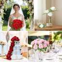 Artificial Flowers 24 Item Artificial Silk Flowers with Stems Realistic Roses Bouquet for DIY Wedding Bouquets Valentines Day Decorations Home Wedding Decoration 12 Rose with 12 Green Leaves (Red)