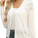 Women's Cropped Cardigan Sweaters Long Sleeve V-Neck Button Down Lightweight Sweaters (White, XL)