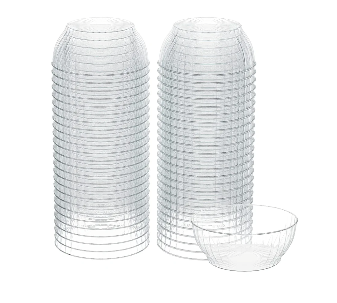 R-Kay 6 Oz Clear Plastic Small Bowls - 50 Pack Disposable Heavy Duty Dessert Bowls With Ice Cream and Salsa (6 OZ, 50 Count)