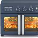 Martha Stewart French Door Air Fryer Toaster Oven Combo, 34QT Countertop Convection, 12-in-1, Bake, Broil, Roast, Fits 12 Pizza,Dehydrate,5 Accessories, Air Fry Basket, Stainless Steel, Indigo Blue