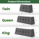Headboard Pillow Twin, Triangle Bed Wedge Pillow for Headboard, Backrest Pillow for Sitting, Reading, Working, Daybed Pillows for Bed, Dorm, Sofa, Dark Grey