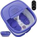 Foot Spa Collapsible, Foot Bath Massager with Heat, Remote, Timer, and 24 Motorized Shiatsu Massage Balls, Foot Soaking Tub Supports Hot/Cold Water Soaking (Purple)