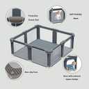 G TALECO GEAR Foldable Playpen for Babies and Toddlers, 50"x50" Portable Play Yard with Mat, Kids Collapsible Play Pen with Sturdy Metal Frame & Mesh Walls, Indoor & Outdoor Baby Fence Play Area