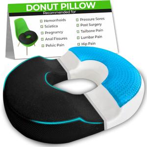 AnboCare Donut Gel Sitting Pillow - Orthopedic Memory Foam for Tailbone Pain, Hemorrhoid, Bed Sores, Postpartum, Prostate, Coccyx & Sciatica Pain