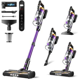 Cordless Vacuum Cleaner, 580W/48Kpa Vacuum Cleaners with 65 Min Runtime, Lightweight Wireless Vacuum with LED Headlights/Screen, wall mount, Removable Handheld Vacuum for Pet Hair/Carpets/Floors/Sofa