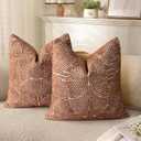 AELS Boho Decorative Textured Throw Pillow Covers 18x18, Organic Modern Mid Century Rainbow Tufted Pillow Case, Farmhouse Rustic Geometric Woven Cushion Case for Bed Couch Sofa, Burnt Orange