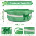 2 x Bow Toilet Paper Basket- Bathroom Decor Woven Green Basket Organizer Toilet Tank Decorative Storage Basket, Oval Shelf Bin with Handles, Over Flower Wedding Paper Holder, 12"D x 5"H IN