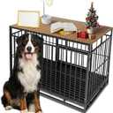 Dog Crate Topper with Magnets for 48 Inch Crate - Aluminum Foldable Dog Kennel Topper Decorative Storage Pet Crate Table Walnut (Only Topper)