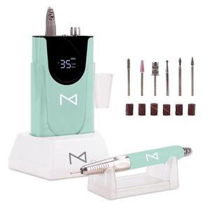 M Max - Professional Nail Drill Machine - 2-in-1 Brushless Motor Nail File - Electric, Cordless, Aluminium Alloy Casing, 35000 RPM, HD Display - Perfect for Salon & Home Use (Mermaid)