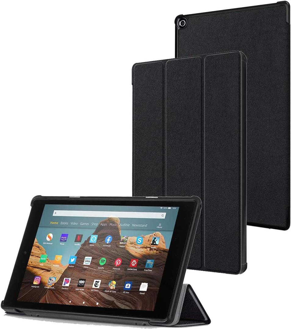 Case for Amazon Fire HD 10 Tablet (7th and 9th Generation, 2017 and 2019 Release) - Slim Folding Stand Cover with Auto Wake/Sleep .NOT for 2021 Released 11th Generation fire HD10(Black)