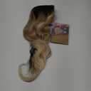 Blonde Middle Part Wig - Long Wavy Ombre Blond Wigs with Dark Roots for Women, Curly Synthetic Heat Resistant Hair, Natural Looking Cute Wigs for Halloween/Christmas/Cosplay/Party, Size 22 inch