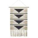 Macrame Woven Wall Tapestry Hanging Art, 20"x34" Extra Large Boho Chic Bohemian Morocco Black White Pyramid Geometric Tapestries Decor for Apartment Dorm Kids Living Bedroom Door Entrance Decoration