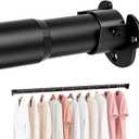 ENJOYBASICS 17-53" Heavy Duty Closet Rod for Hanging Clothes, Black | Adjustable Clothes Rod, Thick Sturdy Metal, No Sagging, Easy to Install, Holds 66lbs, Multi-Use for Closet Laundry