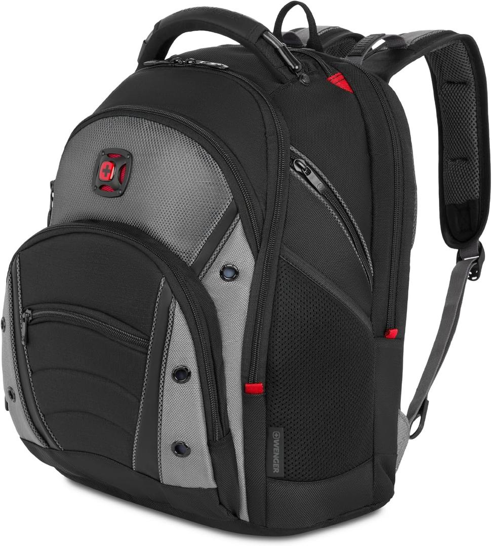 Wenger Synergy Laptop Backpack, Fits 16 Inch Laptop, Men's and Women's Laptop Bag, Black/Grey