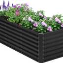 6x2x2FT Galvanized Raised Garden Bed,Planter Raised Beds-Metal Garden Box,Large Plant for Outdoor Planting, Vegetables BedFlower,herb-Black